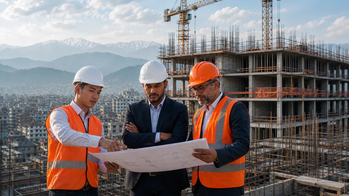 Dahal and Sons engineers reviewing construction plans